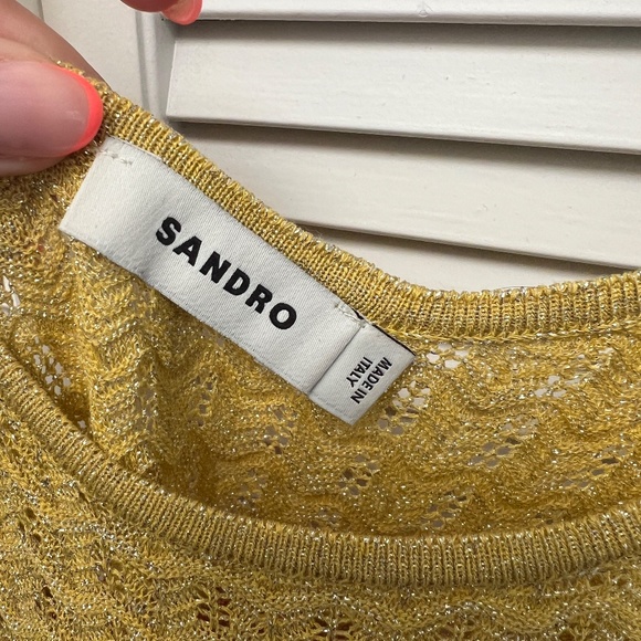 Sandro Knit Maxi Dress in Brown Yellow in Size 4 US - Picture 5 of 6
